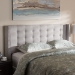 Baxton Studio Ginaro Modern And Contemporary Greyish Beige Fabric Button-Tufted Nail head King Size Winged Headboard - BBT6627-Greyish Beige-King HB