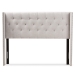 Baxton Studio Ally Modern And Contemporary Greyish Beige Fabric Button-Tufted Nail head King Size Winged Headboard - BBT6628-Greyish Beige-King HB
