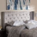 Baxton Studio Ally Modern And Contemporary Greyish Beige Fabric Button-Tufted Nail head King Size Winged Headboard - BBT6628-Greyish Beige-King HB