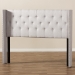 Baxton Studio Ally Modern And Contemporary Greyish Beige Fabric Button-Tufted Nail head King Size Winged Headboard - BBT6628-Greyish Beige-King HB