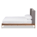 Baxton Studio Brooklyn Mid-Century Modern Walnut Wood Grey Fabric Queen Size Platform Bed - BBT6653-Grey-Queen-XD45