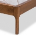 Baxton Studio Brooklyn Mid-Century Modern Walnut Wood Grey Fabric Queen Size Platform Bed - BBT6653-Grey-Queen-XD45