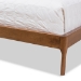 Baxton Studio Brooklyn Mid-Century Modern Walnut Wood Grey Fabric Queen Size Platform Bed - BBT6653-Grey-Queen-XD45