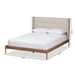 Baxton Studio Brooklyn Mid-Century Modern Walnut Wood Beige Fabric Full Size Platform Bed - BBT6653-Light Beige-Full-6086-1