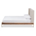 Baxton Studio Brooklyn Mid-Century Modern Walnut Wood Beige Fabric Full Size Platform Bed - BBT6653-Light Beige-Full-6086-1