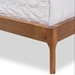 Baxton Studio Brooklyn Mid-Century Modern Walnut Wood Beige Fabric King Size Platform Bed - BBT6653-Light Beige-King-6086-1