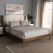 Baxton Studio Brooklyn Mid-Century Modern Walnut Wood Beige Fabric Full Size Platform Bed - BBT6653-Light Beige-Full-6086-1