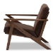 Baxton Studio Bianca Mid-Century Modern Walnut Wood Dark Brown Distressed Faux Leather Lounge Chair - Bianca-Dark Brown/Walnut Brown-CC