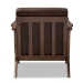 Baxton Studio Bianca Mid-Century Modern Walnut Wood Dark Brown Distressed Faux Leather Lounge Chair - Bianca-Dark Brown/Walnut Brown-CC