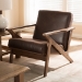 Baxton Studio Bianca Mid-Century Modern Walnut Wood Dark Brown Distressed Faux Leather Lounge Chair - Bianca-Dark Brown/Walnut Brown-CC