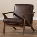 Baxton Studio Bianca Mid-Century Modern Walnut Wood Dark Brown Distressed Faux Leather Lounge Chair - Bianca-Dark Brown/Walnut Brown-CC