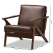 Baxton Studio Bianca Mid-Century Modern Walnut Wood Dark Brown Distressed Faux Leather Lounge Chair - Bianca-Dark Brown/Walnut Brown-CC
