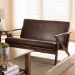 Baxton Studio Bianca Mid-Century Modern Walnut Wood Dark Brown Distressed Faux Leather 2-Seater Loveseat - Bianca-Dark Brown/Walnut Brown-LS