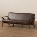 Baxton Studio Bianca Mid-Century Modern Walnut Wood Dark Brown Distressed Faux Leather 3-Seater Sofa - Bianca-Dark Brown/Walnut Brown-SF
