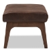 Baxton Studio Bianca Mid-Century Modern Walnut Wood Dark Brown Distressed Faux Leather Ottoman - Bianca-Dark Brown/Walnut Brown-Otto
