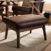 Baxton Studio Bianca Mid-Century Modern Walnut Wood Dark Brown Distressed Faux Leather Ottoman - Bianca-Dark Brown/Walnut Brown-Otto