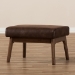 Baxton Studio Bianca Mid-Century Modern Walnut Wood Dark Brown Distressed Faux Leather Ottoman - Bianca-Dark Brown/Walnut Brown-Otto