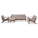 Baxton Studio Bianca Mid-Century Modern Walnut Wood Light Grey Fabric Tufted Livingroom Sofa Set