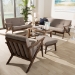 Baxton Studio Bianca Mid-Century Modern Walnut Wood Light Grey Fabric Tufted Livingroom Sofa Set - Bianca-Light Grey/Walnut Brown-4PC-Set
