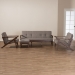 Baxton Studio Bianca Mid-Century Modern Walnut Wood Light Grey Fabric Tufted Livingroom Sofa Set - Bianca-Light Grey/Walnut Brown-4PC-Set