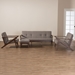 Baxton Studio Bianca Mid-Century Modern Walnut Wood Light Grey Fabric Tufted Livingroom Sofa Set - Bianca-Light Grey/Walnut Brown-4PC-Set