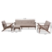 Baxton Studio Bianca Mid-Century Modern Walnut Wood Light Grey Fabric Tufted Livingroom Sofa Set - Bianca-Light Grey/Walnut Brown-4PC-Set