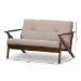 Baxton Studio Bianca Mid-Century Modern Walnut Wood Light Grey Fabric Tufted 2-Seater Loveseat - Bianca-Light Grey/Walnut Brown-LS