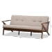 Baxton Studio Bianca Mid-Century Modern Walnut Wood Light Grey Fabric Tufted 3-Seater Sofa - Bianca-Light Grey/Walnut Brown-SF