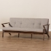 Baxton Studio Bianca Mid-Century Modern Walnut Wood Light Grey Fabric Tufted 3-Seater Sofa - Bianca-Light Grey/Walnut Brown-SF