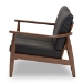 Baxton Studio Venza Mid-Century Modern Walnut Wood Black Faux Leather 2-Seater Loveseat - Venza-Black/Walnut Brown-LS