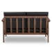 Baxton Studio Venza Mid-Century Modern Walnut Wood Black Faux Leather 2-Seater Loveseat - Venza-Black/Walnut Brown-LS