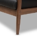 Baxton Studio Venza Mid-Century Modern Walnut Wood Black Faux Leather 2-Seater Loveseat - Venza-Black/Walnut Brown-LS