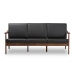 Baxton Studio Venza Mid-Century Modern Walnut Wood Black Faux Leather 3-Seater Sofa - Venza-Black/Walnut Brown-SF