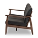 Baxton Studio Venza Mid-Century Modern Walnut Wood Black Faux Leather 3-Seater Sofa - Venza-Black/Walnut Brown-SF