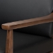 Baxton Studio Venza Mid-Century Modern Walnut Wood Black Faux Leather 3-Seater Sofa - Venza-Black/Walnut Brown-SF