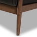 Baxton Studio Venza Mid-Century Modern Walnut Wood Black Faux Leather 3-Seater Sofa - Venza-Black/Walnut Brown-SF