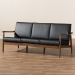 Baxton Studio Venza Mid-Century Modern Walnut Wood Black Faux Leather 3-Seater Sofa - Venza-Black/Walnut Brown-SF
