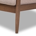 Baxton Studio Venza Mid-Century Modern Walnut Wood Light Brown Fabric Upholstered Lounge Chair - Venza-Brown/Walnut Brown-CC