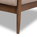 Baxton Studio Venza Mid-Century Modern Walnut Wood Light Brown Fabric Upholstered 2-Seater Loveseat - Venza-Brown/Walnut Brown-LS