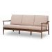 Baxton Studio Venza Mid-Century Modern Walnut Wood Light Brown Fabric Upholstered 3-Seater Sofa