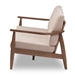 Baxton Studio Venza Mid-Century Modern Walnut Wood Light Brown Fabric Upholstered 3-Seater Sofa - Venza-Brown/Walnut Brown-SF
