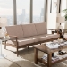 Baxton Studio Venza Mid-Century Modern Walnut Wood Light Brown Fabric Upholstered 3-Seater Sofa - Venza-Brown/Walnut Brown-SF