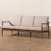 Baxton Studio Venza Mid-Century Modern Walnut Wood Light Brown Fabric Upholstered 3-Seater Sofa - Venza-Brown/Walnut Brown-SF