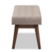 Baxton Studio Elia Mid-Century Modern Walnut Wood Light Grey Fabric Button-Tufted Bench - WM1622-BE-Light Grey/Walnut