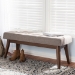 Baxton Studio Elia Mid-Century Modern Walnut Wood Light Grey Fabric Button-Tufted Bench - WM1622-BE-Light Grey/Walnut