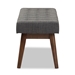 Baxton Studio Elia Mid-Century Modern Walnut Wood Dark Grey Fabric Button-Tufted Bench - WM1622-BE-Dark Grey/Walnut