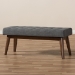 Baxton Studio Elia Mid-Century Modern Walnut Wood Dark Grey Fabric Button-Tufted Bench - WM1622-BE-Dark Grey/Walnut