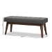 Baxton Studio Elia Mid-Century Modern Walnut Wood Dark Grey Fabric Button-Tufted Bench - WM1622-BE-Dark Grey/Walnut