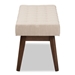 Baxton Studio Elia Mid-Century Modern Walnut Wood Light Beige Fabric Button-Tufted Bench - WM1622-BE-Beige/Walnut
