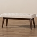 Baxton Studio Elia Mid-Century Modern Walnut Wood Light Beige Fabric Button-Tufted Bench - WM1622-BE-Beige/Walnut